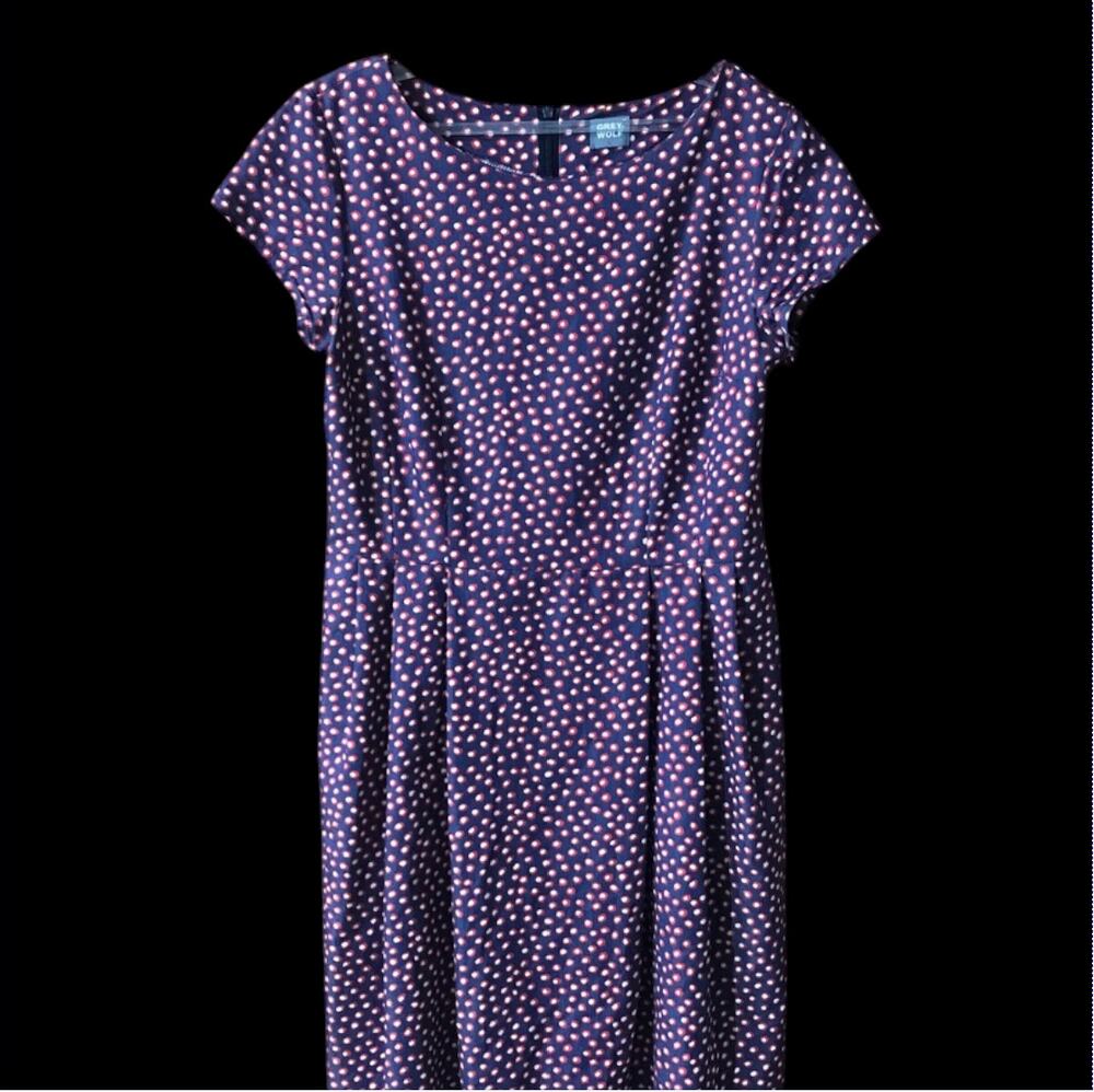 GREY WOLF Women’s Short Sleeve Fit & Flare Dress navy/red Sz L Stitch fix